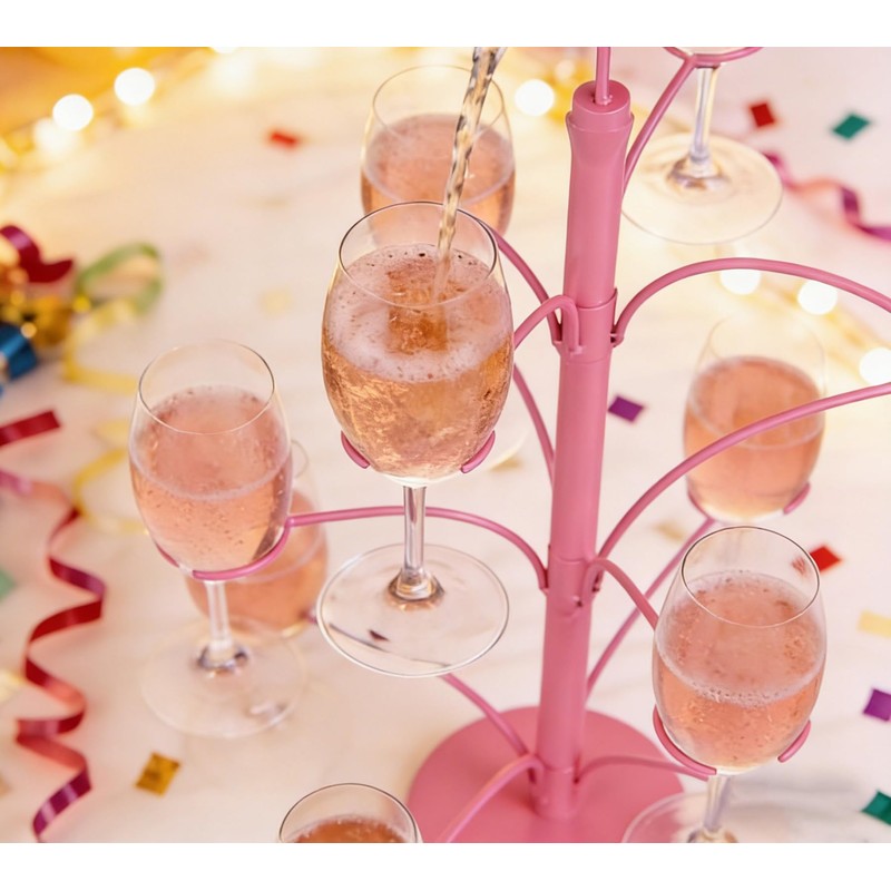 Hebaogugu Wine Glass Holder, Pink Bow Champagne Drink Tower Rack,