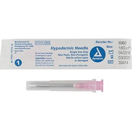 Dynarex Disposable Hypodermic Needle 18G, 1" Needle - 6960, 100 Count