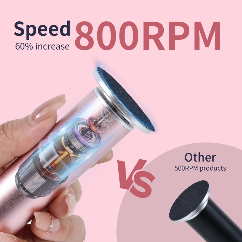 AprElm 4.8IN Longer Electric Foot Callus Remover with 80pcs Sandpaper