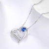 Love Heart Pendant Mom Necklace Birthday Gifts Mom Blue Sapphire