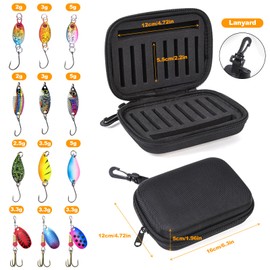 Ksvaye 12 Pieces Trout Bait Spoons Trout, 4 Blinker Fishing Accessories Set 2.5 g / 3.5 g / 5 g Artificial Bait Spinner with Storage Box for Trout Perch Pike Zander Fishing Bait