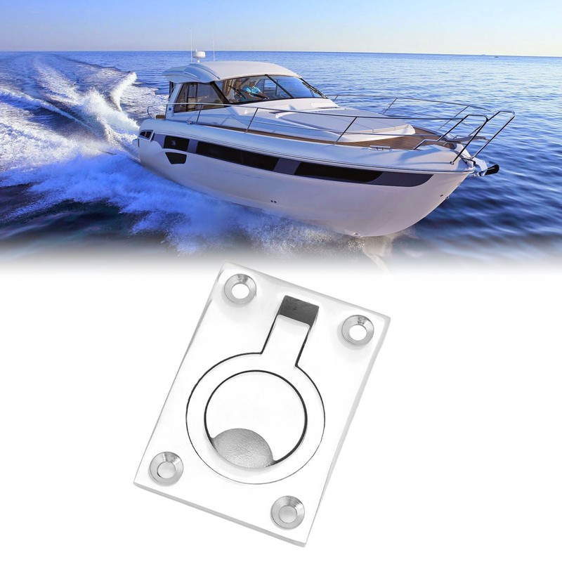 4 Pcs 63x44mm Square Flush Pull Ring Handles 316 Stainless
