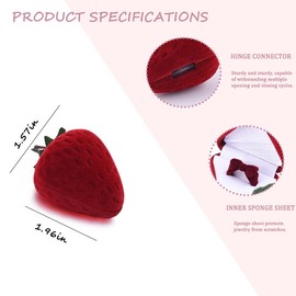MXXGMYJ Strawberry Wedding Ring Box with Bow Rings Set Red Velvet Strawberry Gift Cute Bowknot Rings for Women Birthday Engagement Gifts for Her Display Props Christmas Ring with Box