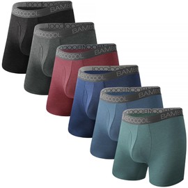 BAMBOO COOL Moisture-Wicking Soft Men's Underwear Boxer Briefs for Men With Open Fly Pouch (6 pack) M