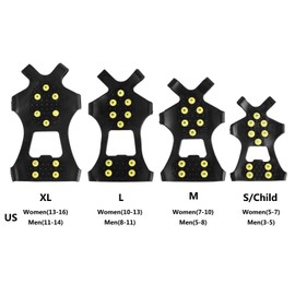 Ice Cleats, willceal Ice Grippers Traction Cleats Shoes and Boots Rubber Snow Shoe Spikes Crampons with 10 Steel Studs Cleats (Yellow,Extra Large)