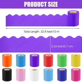 393.6 Ft Bulletin Board Borders Colorful Scalloped Border Trim Roll, 12 Rolls Colorful Classroom Borders Die Cut Classroom Border Decorations for School Classrooms Office Chalkboard Wall Desk Decor