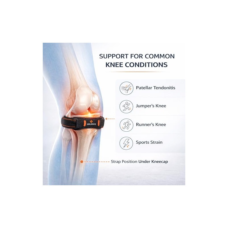 Orliman Patellar Knee Strap – Adjustable Compression Knee Support Brace