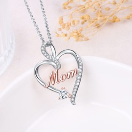 FLYOW Mom Gifts, Sterling Silver Infinity Necklaces for Women,Mothers Day Jewelry Birthday Gifts for Mom/Grandma/Nana from Daughter