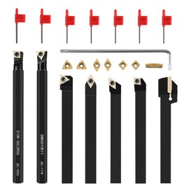 SWAWIS 21 Piece 3/8 Inch 10 mm Lathe Tool Set, Drill Bar Lathe Tool Holder with Alloy Inserts, Lathe Lathe Steel for Cutting Grinding Finishing the Workpiece Surface