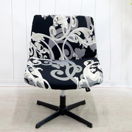 Armless Office Chair Cover Stretch Printed Modern Vanity Chair Slipcover Wide Seat Mid Back Accent Chair Desk Computer Task Chair Covers (Printed-C)