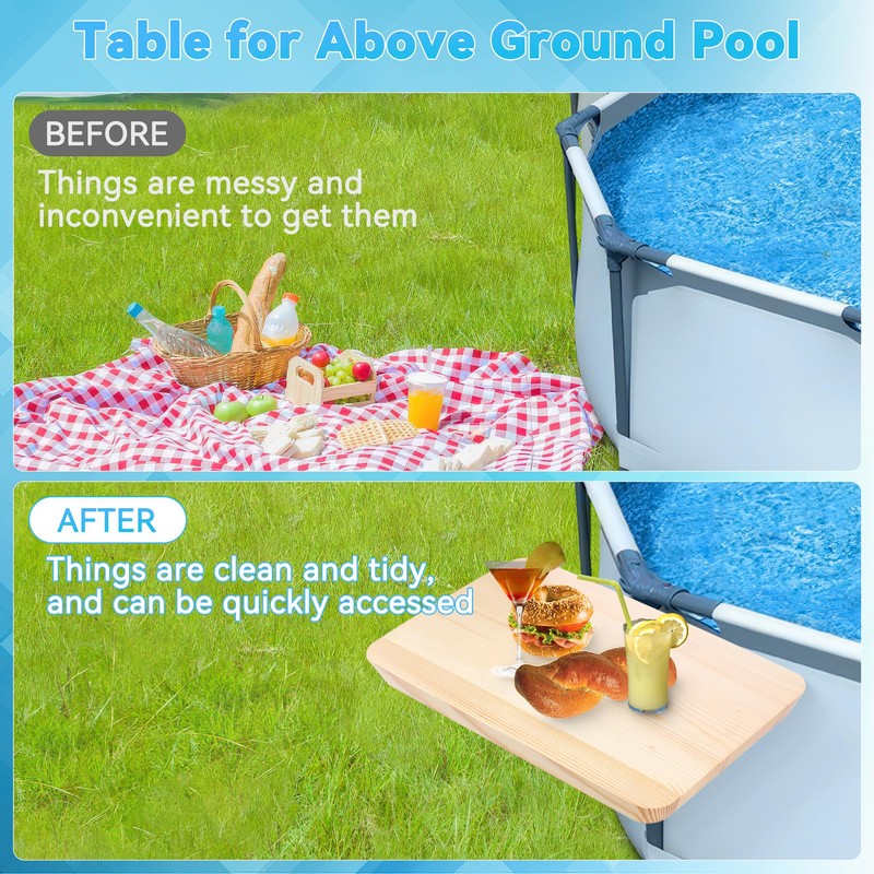 Anglekai Pool Side Bar, 15.7×9.8In Pool Side Table for Above