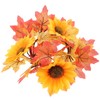 LUOZZY 2 Pcs Harvest Festival Maple Leaf Sunflower Candle Wreath