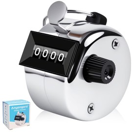 Anyongora Clicker Counter, Metal Hand Tally Counter Clicker with 4 Digit Display, Pitch Counter for Golf Stroke, Baseball, Coaching, Knitting, Lap, Row Sport, Silver