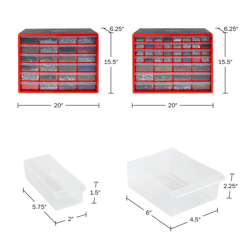 Set of Two Storage Bins with Drawers – Pair of