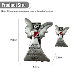 UHANBUT Car Guardian Angel Visor Clip, Never Drive Faster Than Your Guardian Angel Can Fly New Driver Safety Driving Medal Accessories, Religious Present for Driver Friend (2PCS)