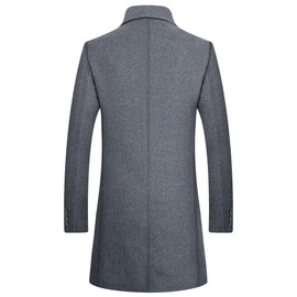 BOJIN Mens Trench Coat Wool Blend Top Pea Coat Classic Stylish Business Overcoat 1967 Grey 2X