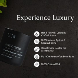 U.78 Luxury Scented Candle | 100% Natural Coconut & Apricot Wax | Orange Peel, Bergamot & Sandalwood | Hand-Poured in The USA, Double Wick Candle | Premium Gift for Men & Women (12.5 oz)