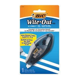 BIC Wite-Out Brand EZ Correct Correction Tape, 10.2 Metres, 1-Count Pack of White Correction Tape, Fast, Clean and Easy to Use Tear-Resistant Tape Office or School Supplies