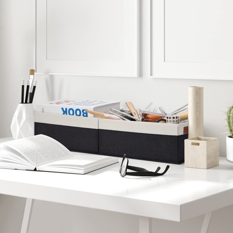GhvyenntteS Storage Baskets for Organizing, Fabric Storage Bins with Leather