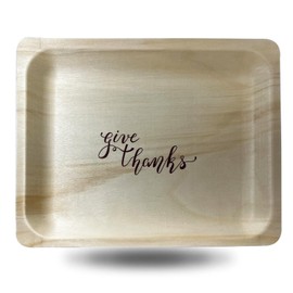 10" Wooden Plates with "Giving Thanks" Custom Print - Pack of 25ct