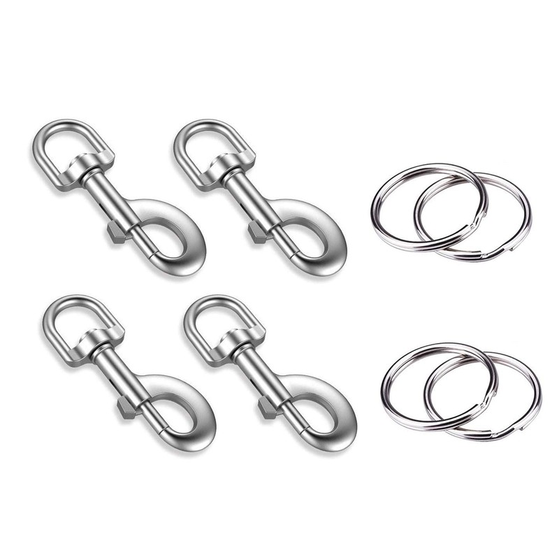 Universal Key Ring, 4 Keyrings, Car, Silver, Multi-Purpose Carabiner, Keychain,