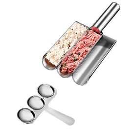 Creative Meatball Maker, Manual Stainless Steel Meatball Shaper, Meatball Maker with Long Handle, Kitchen Triple Meatball Maker, Portable Meatball Moulds, for Fish Balls