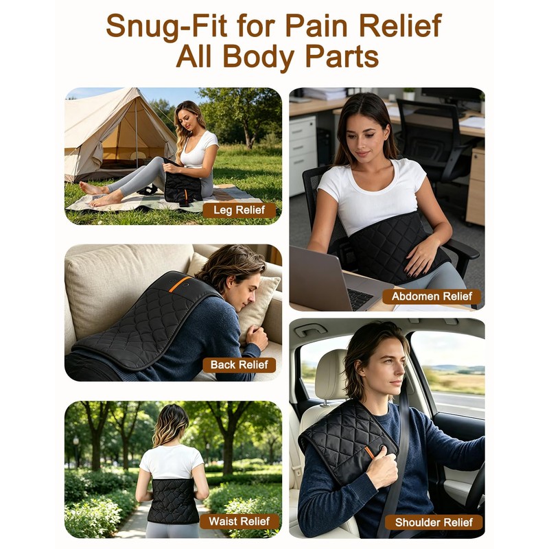 Portable Heating Pad Cordless, Battery Powered for Back, Abdomen&Shoulder