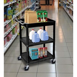 HomeStock Antique Appeal Three-Shelf Utility Cart with Flat Top and Middle/Bottom Shelves, Durable Construction, and Smooth Mobility for Versatile Storage and Transport