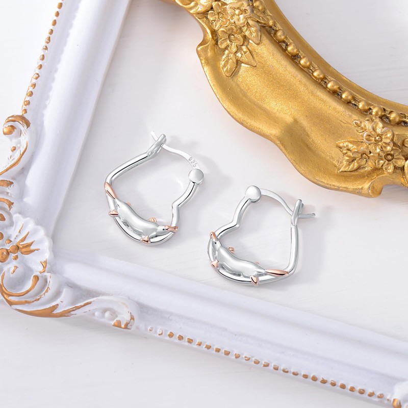 ROMANTICWORK Platypus Hoop Earrings, Sterling Silver, No Gemstone