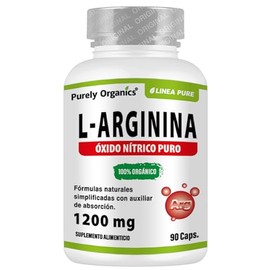 Purely Organics | L-Arginina 1200 mg | Precursor de Óxido Nítrico con Piperina para Mayor Absorción | 90 Cápsulas Veganas