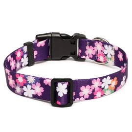 Mercano Adjustable Dog Collar - Special Design Patterns, Soft Nylon Comfortable Durable Pet Collar for Small Medium Large Dogs (S, Floral Pink)