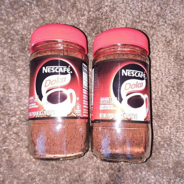 2 Nescafe Dolca Dak Roast 1.76Oz Jars  Instant Coffee  Exp. 10/2023