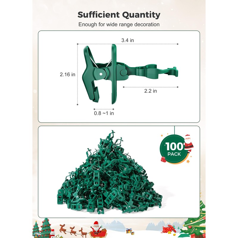 C7 C9 Christmas Lights Spring Clips, 100 Count Holiday Lights