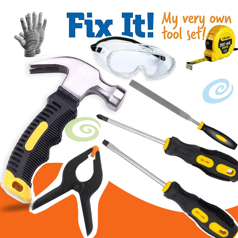 QeeHeng Kids Real Tool Set - 20Pcs Construction Tool with