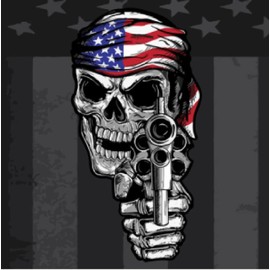 Lot or Set of 2 Rustic Distressed American Flag and a Patriot Fang Skull Flag Z904 and Z711 Head Wrap Durag Doo Rag Skull Cap Multicolored