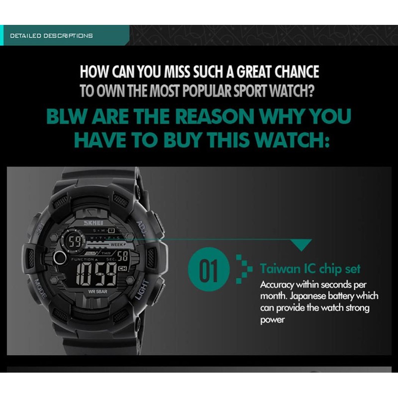 IJAHWRS Men's Watches Multi Function Sports Outdoor Waterproof Military Watch