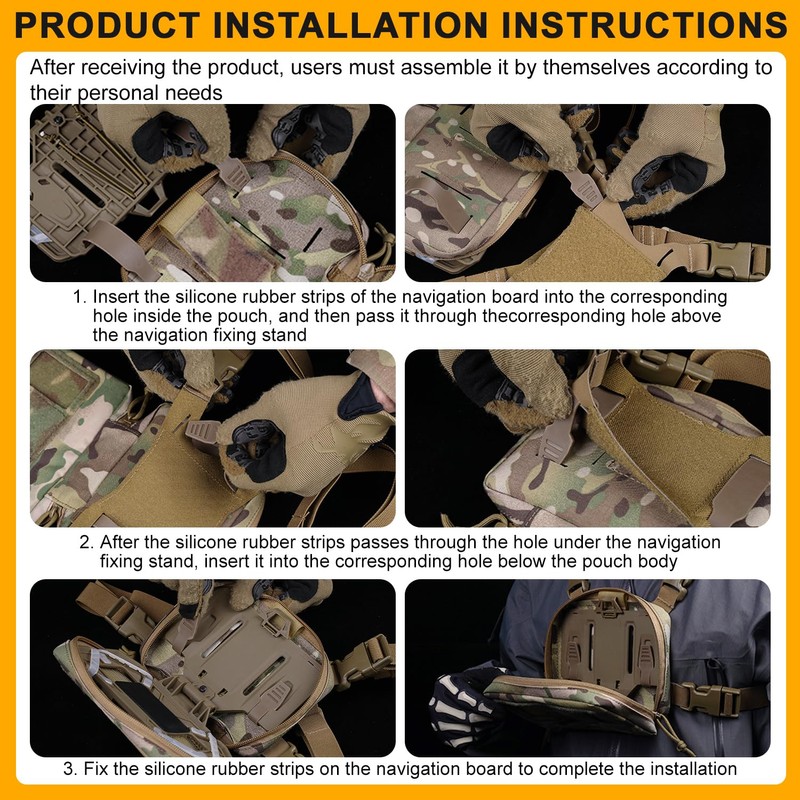 Zhongren Tactical Phone Chest Mount Molle Foldable Navigation Universal Phone