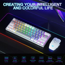 AULA 60 Percent Wired Mechanical Gaming Keyboard, 29 RGB Backlit Custom Hot Swappable Keyboards, Blue Switch 60% Mini Small Compact Design for PC/Mac/Laptop/Wins(Wired Version)