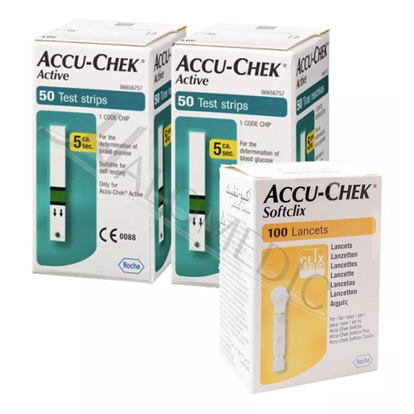 Accu-chek Active Paquete De 100 Tiras Y 100 Lancetas