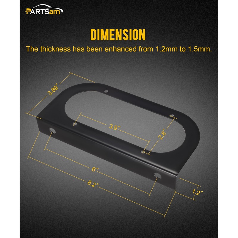 Partsam 2Pcs 6" Oval Tail Light Mounting Brackets [L Shaped]