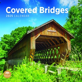2025 Covered Bridges Monthly Wall Calendar by Bright Day, 12 x 12 Inch Beautiful Landscape Photography Gift