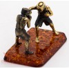 Solid Brass Amber Figurine of Boxers sparring fighting Ironwork