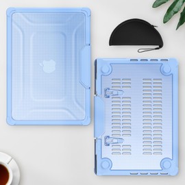 HXCASEAC Case Compatible with MacBook Pro 14 inch 2024 2023 2022 2021, Anti-Scratching Protective Hard Cover with Foldable Stand M4 M3 M2 M1 (A3401 A3185 A3112 A2918 A2992 A2779 A2442) - Sky Blue