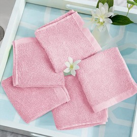Yoofoss Washcloths Towel Set 10 Pack Baby Rayon Derived from Bamboo Wash Cloth for Bathroom-Hotel-Spa-Kitchen Multi-Purpose Fingertip Towels and Face Cloths 10'' x 10'' - Pink