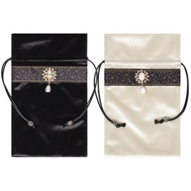 XWXLDD 2 Pcs Large Tarot Cards Velure Bag Dungeons And Dragons Gifts Blue Divination Bag Tarot Ceck Dice Bag (Black + white（Gold lace）)