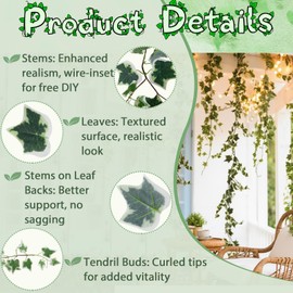 ucky 2pcs Artificial Ivy Artificial Vines Artificial Plants 71 Inch Fake Hanging Plants Silk for Garden Terrace Beach Party Decoration Wedding Decoration （White）