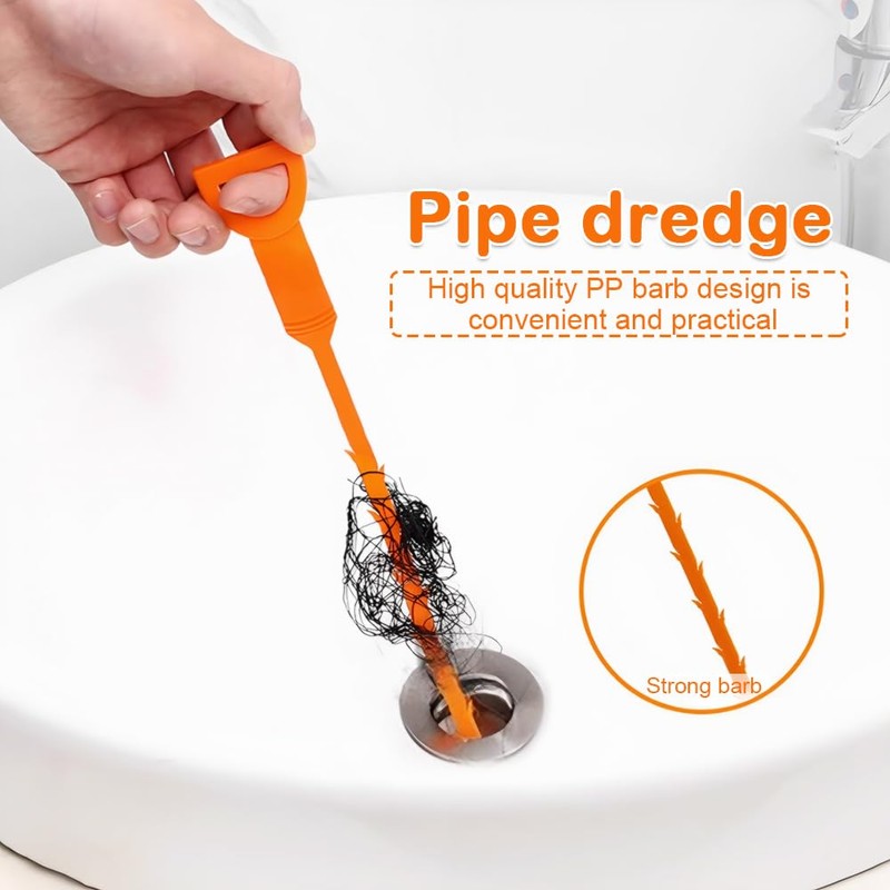 6-Piece Multi-Use Drain Unclogger & Hygiene Kit ， Bathroom/Kitchen Sink