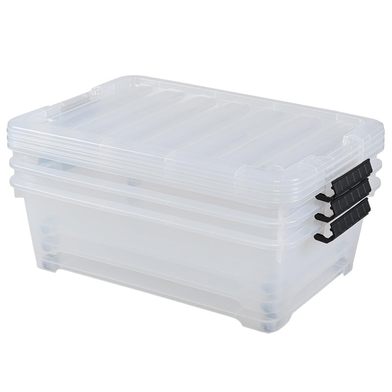 Yuright 20 L Clear Plastic Under Bed Storage Box Container,