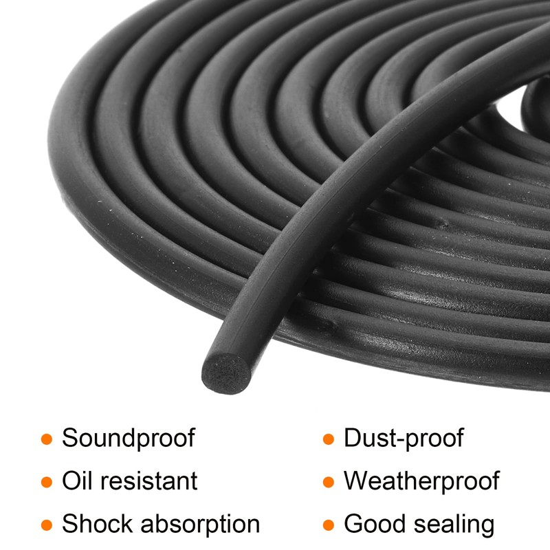 sourcing map Nitrile Rubber Seal Strip, 5mm(0.20") Diameter x 4