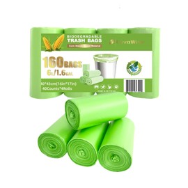 Small Trash Bags 6 Liter 160 Counts, Mini Size 1.5 Gallon Biodegradable Garbage Bags/Unscented Trash-Can-Liners for Home Office Travel Pets Automobiles | Eco-Friendly Garbage Bag by EnvoWise